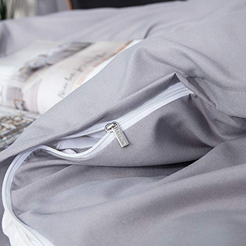 Bedsure Funda Nórdica Cama 150 - Funda Edredon Cama 135 Lisa Suave, Ropa de Cama 220x230 cm con 2 Fundas Almohadas 40x75 cm, 3 Piezas, Gris