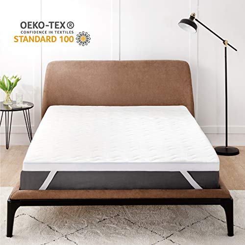 Bedsure Topper Viscoelastico 150x190 de 6cm - Sobrecolchon 150x200 de Doble Capa con Espuma Viscoelástica y otra Dura, Topper Colchon Cama 150 con Funda Extraíble y Transpirable