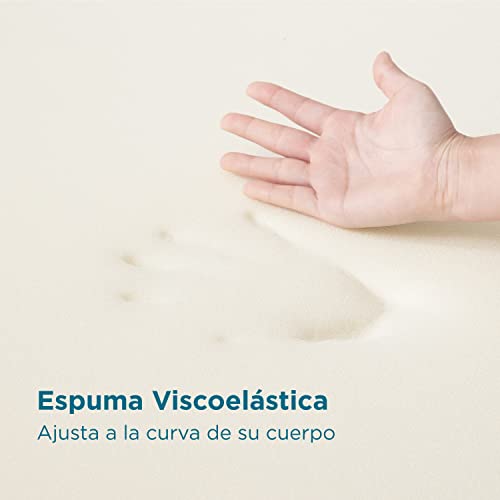 Bedsure Topper Viscoelastico 150x190 de 6cm - Sobrecolchon 150x200 de Doble Capa con Espuma Viscoelástica y otra Dura, Topper Colchon Cama 150 con Funda Extraíble y Transpirable