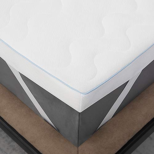 Bedsure Topper Viscoelastico 150x190 de 6cm - Sobrecolchon 150x200 de Doble Capa con Espuma Viscoelástica y otra Dura, Topper Colchon Cama 150 con Funda Extraíble y Transpirable