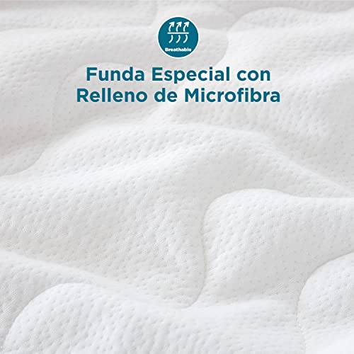 Bedsure Topper Viscoelastico 150x190 de 6cm - Sobrecolchon 150x200 de Doble Capa con Espuma Viscoelástica y otra Dura, Topper Colchon Cama 150 con Funda Extraíble y Transpirable