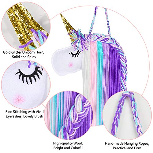 Beinou Unicornio Soporte para pinzas para el cabello Arco iris Borlas de hilo Lazos para el cabello Almacenamiento Diadema Organizador