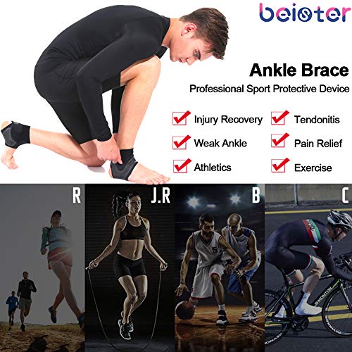 Beister 1 par de tobilleras de neopreno transpirable de compresión para hombres y mujeres, manga de pie elástica para deportes proteger, artritis, fascitis plantar, tendinitis de Aquiles, recuperación