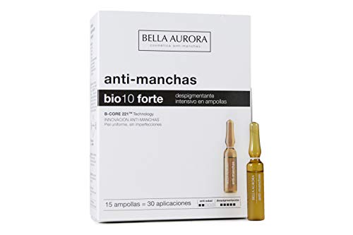 Bella Aurora Tratamiento Despigmentante Facial Intensivo, 15 Ampollas, Anti-Manchas Piel, Quita-Manchas Cara, Bio 10 Forte, 60 Mililitros