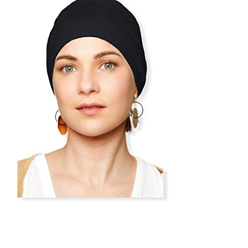 Belle Turban, Turbante para Mujer, Modelo Yala, Color Negro, Talla única, Elegante Gorro Oncológico, Hecho en Tejido de Bambú, Suave y Transpirable, No Irrita, Fabricado en España