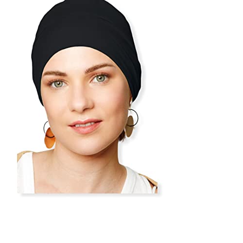 Belle Turban, Turbante para Mujer, Modelo Yala, Color Negro, Talla única, Elegante Gorro Oncológico, Hecho en Tejido de Bambú, Suave y Transpirable, No Irrita, Fabricado en España