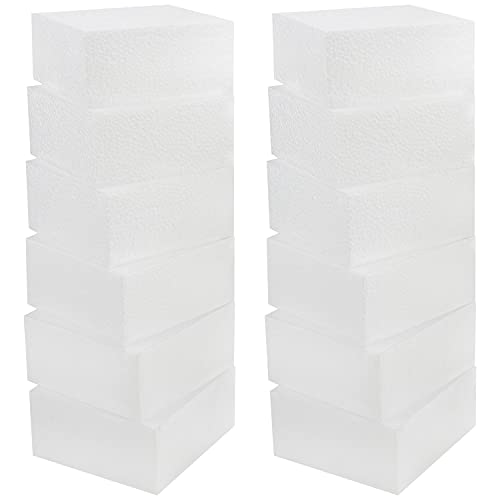 Belle Vous Bloques de Poliestireno Manualidades Cuadrados (Pack de 12) 10 x 10 x 5 cm - Corchos Blancos Manualidades para Modelado, Proyectos Escolares, Esculturas, Arreglos Florales