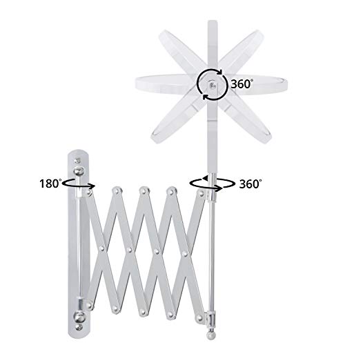 BELLE VOUS Espejo Aumento 3 X de Pared Extensible Giro 360° Cromado - Espejo Maquillaje Pared – 22 x 21,7 cm - Espejo de Aumento Dos Lados Acero Inoxidable Tocador Baño Espejo Extensible Afeitarse