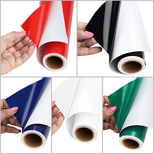 Belle Vous Rollo Vinilo Adhesivo Rojo, Blanco, Verde, Azul y Negro 30 cm x 3 m - Vinilo Autoadhesivo Permanente para Manualidades, Álbum de Recorte, Silhouette Cameo, Troquelado, Calcomanía Vehículo