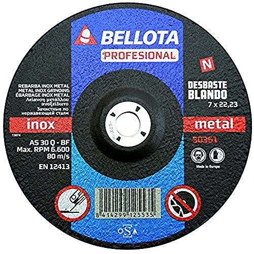 Bellota 50361-230 Disco ABRASIVO Profesional DESBASTE INOX-Metal Blando 230MM, Standard, 230 mm