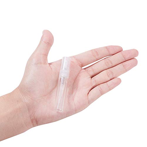 BENECREAT 30 Pack 5ml Botella Cristal de Spray Transparente Vacía de Aerosol de Niebla Botella Rellenable Conveniente para Aceites Esenciales, Productos de Belleza Orgánicos