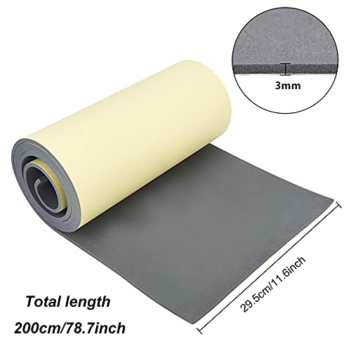 BENECREAT Rollo de Espuma Autoadhesiva 200x30cm Cinta de Espuma EVA Gris 3mm de Espesor con Respaldo Adhesivo para Suministros de Manualidades, Halloween, Cosplay, Álbum de Recortes