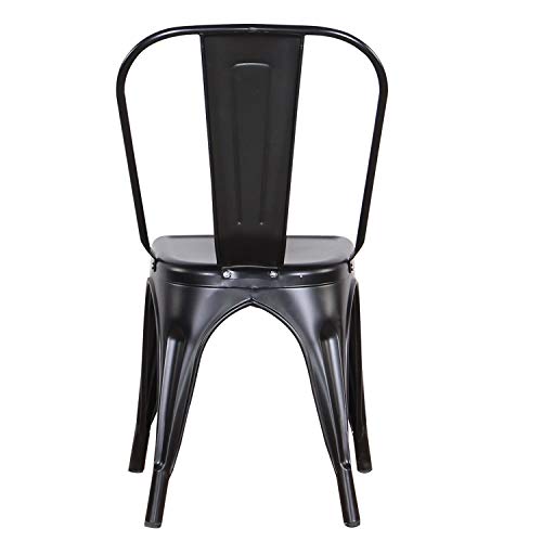 BenyLed Juego de 4 Sillas de Comedor de Metal Apilables, Estilo Vintage Industrial, Apto para Uso en Interiores y Exteriores, Silla de Jardín en Casa, Negro