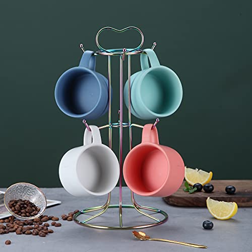 Berglander Soporte para taza de café con arcoíris de acero inoxidable, fácil de colgar y llevar, diseño de evitar colisiones, hermosa decoración para taza, árbol