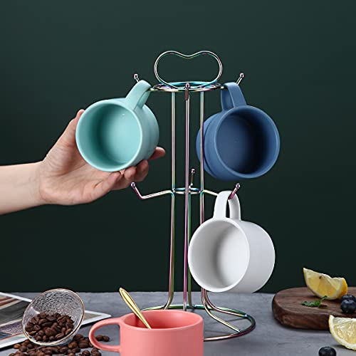 Berglander Soporte para taza de café con arcoíris de acero inoxidable, fácil de colgar y llevar, diseño de evitar colisiones, hermosa decoración para taza, árbol