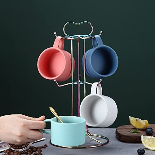 Berglander Soporte para taza de café con arcoíris de acero inoxidable, fácil de colgar y llevar, diseño de evitar colisiones, hermosa decoración para taza, árbol