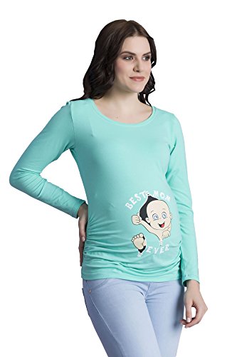 Best Mom Ever - Camiseta Divertido Estampada de Manga Larga Premamá para Mujer Embarazo Lactancia T-Shirt (Turquesa, Small)