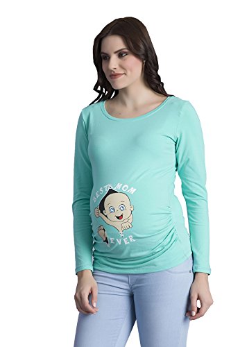 Best Mom Ever - Camiseta Divertido Estampada de Manga Larga Premamá para Mujer Embarazo Lactancia T-Shirt (Turquesa, Small)