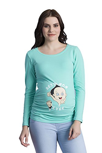 Best Mom Ever - Camiseta Divertido Estampada de Manga Larga Premamá para Mujer Embarazo Lactancia T-Shirt (Turquesa, Small)