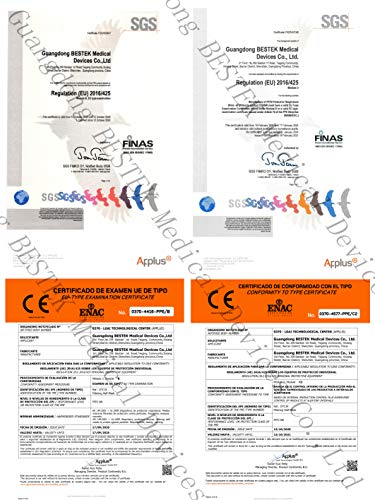 BESTEK Mascarillas FFP2 NR Certificado por SGS y Applus+ CE 0370, EN 149: 2001 + A1: 2009, Filtrado de 5 Capas, Mascarillas Protectoras contra el Polvo, Sellado Individualmente - Paquete de 10