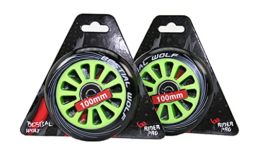 Bestial Wolf Pilot XX2 Pack Dos Ruedas Originales Diámetro 100 mm para Scooter Freestyle Verde