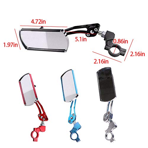 Bestine Espejos de Bicicleta 1 Par de Aluminio 360 ° RotacióN Bicicleta MontañA Espejo Retrovisor Motor Scooter Retrovisor Manillar Gran Angular Espejo Retrovisor Retrovisor Espejo Retrovisor