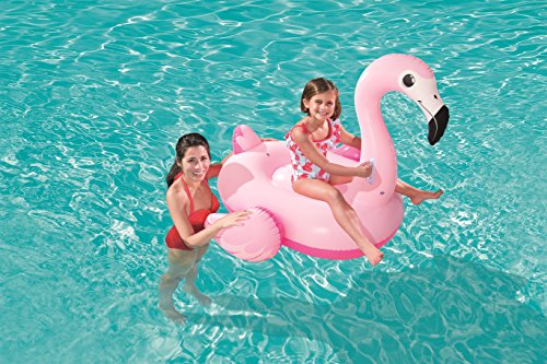 BESTWAY 41099 - Flamenco Hinchable Infantil Pretty Pink 145x121 cm con Asas Agarraderas y Gran Asiento Para 1 Niño Válvulas de Seguridad y Parche de Reparación