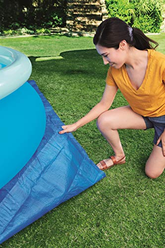 BESTWAY 58002 - Tapiz de Suelo Protector 396x396 cm para Piscina Redonda con Diámetro 366 cm de PVC Resistente Cuadrado Color Azul Fácil de Instalar y Almacenar