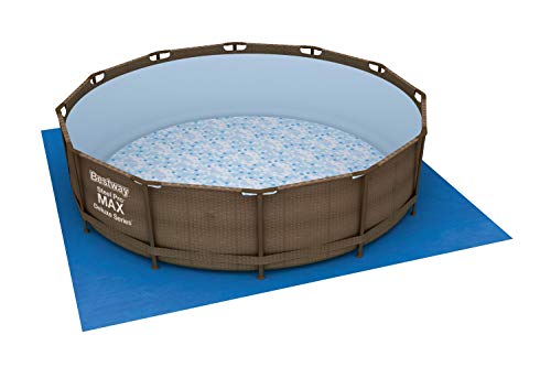 BESTWAY 58002 - Tapiz de Suelo Protector 396x396 cm para Piscina Redonda con Diámetro 366 cm de PVC Resistente Cuadrado Color Azul Fácil de Instalar y Almacenar