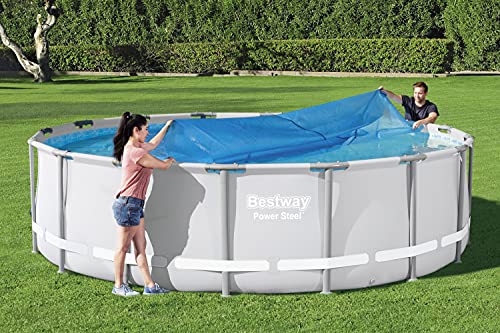 BESTWAY - Cobertor Solar para Piscina Desmontable Ø462 cm Redonda Fácil Instalación Azul Válido para Fast Set Ø549 cm, Steel Pro Ø457 cm y Power Steel Ø488 cm