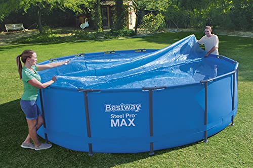 BESTWAY - Cobertor Solar para Piscina Desmontable Ø462 cm Redonda Fácil Instalación Azul Válido para Fast Set Ø549 cm, Steel Pro Ø457 cm y Power Steel Ø488 cm