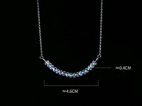 BEWITCHYU S925 Collar de Plata, Mujer Sinfonía Cristal Sintético Sonrisa Curvada Joyas para el CuelloPlata 925, 11 cuentas