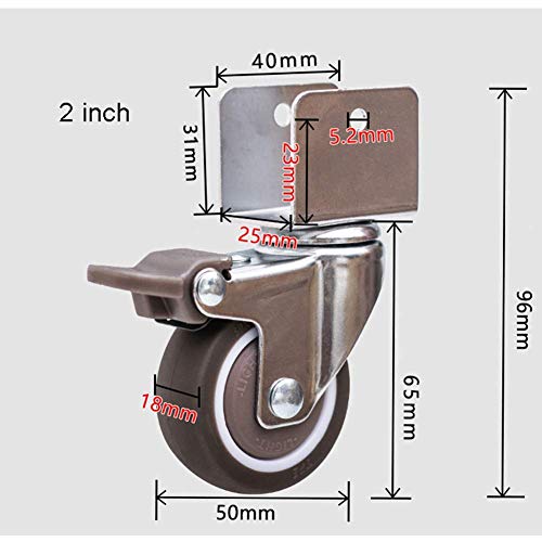 BGH 4 CIRB CASTERS U Soporte U CASTRAS DE Goma DE 2 Pulgadas SILENCIAL Universal 360 ° Girar Cuna de Cuna de bebé con Freno para (Size : 25mm Splint)