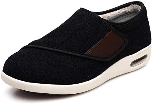 B/H Calzado OrtopéDico Ajustable para Artritis,Anciana Madre papá Zapatos Zapatos diabéticos-Terciopelo Negro Plus_38,Zapatillas DiabéTicas Ajustables