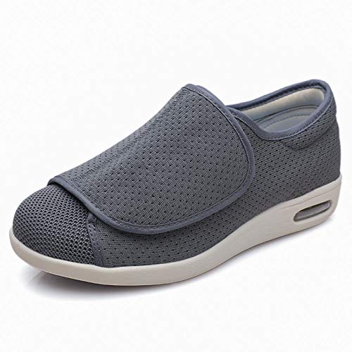 B/H Zapatos diabéticos para Hombres,Velcro ensancha los Zapatos para la hinchazón del pie, Zapatos Ajustables para el pie diabético-44_A Gris B,Zapatillas pie diabético