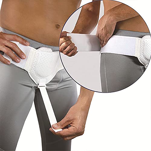 Bias&Belief Cinturón para Hernias Inguinales para Hombres Ajustable Hernia Guard Lado Izquierdo O Derecho Postcirugía Braguero de Soporte para Hernias Inguinales,2Pcs White