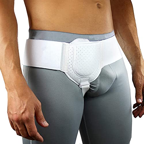 Bias&Belief Cinturón para Hernias Inguinales para Hombres Ajustable Hernia Guard Lado Izquierdo O Derecho Postcirugía Braguero de Soporte para Hernias Inguinales,2Pcs White