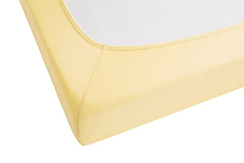 Biberna 0077144 Sábana bajera addjustable, algodón peinado, muy suave Jersey fino (altura del colchón máx.12 cm) ajustable elástica, Amarillo, 1x 60x120 cm-70x140 cm