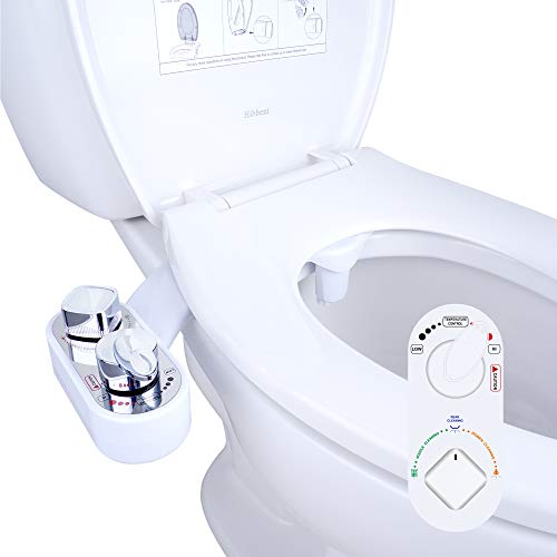 Bidet Toilet Seat Attachment, Hot&Cold Sprayer Bidet Non-Electric Mechanical, Self-Cleaning Dual Nozzle, Fresh Water Spray Bidet for Toilet with Adjustable Water Pressure/Temperature Switch