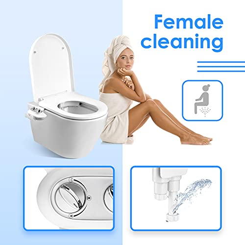 Bidets Bidet - Limpiador de baño con agua fría, boquilla autolimpiadora para bidé y pulverizador de bidé no eléctrico de doble botón, con soporte para teléfono móvil