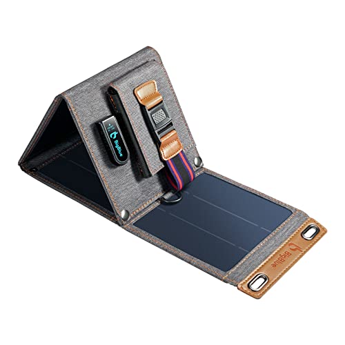 BigBlue 14W Cargador Solar Plegable con 1 USB Puerto, Tamano como Billetera y IPX4 para Actividad al Aire Libre