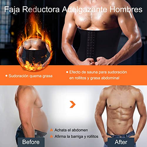 Bingrong Faja Reductora Hombre de Neopreno Faja Reductora Cinturón Lumbar Abdomen Ajustable para Deporte Fitness con Efecto Sauna