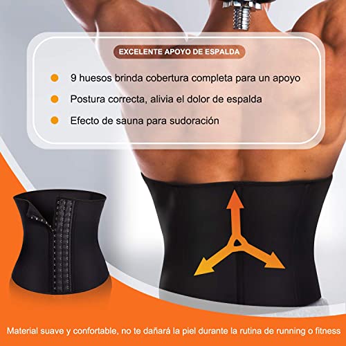 Bingrong Faja Reductora Hombre de Neopreno Faja Reductora Cinturón Lumbar Abdomen Ajustable para Deporte Fitness con Efecto Sauna