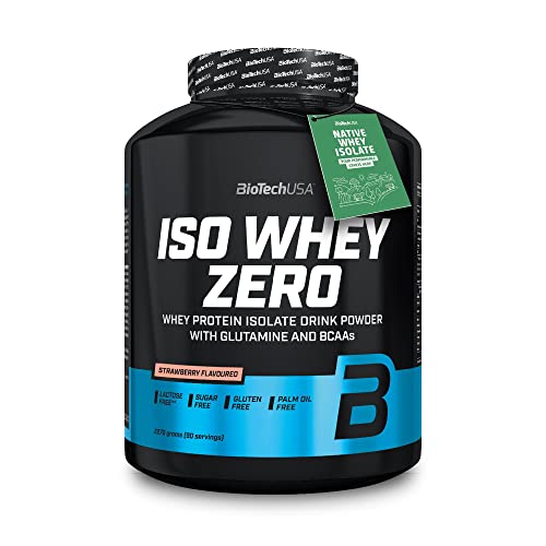 BioTechUSA Iso Whey ZERO, Lactose, Gluten, Sugar FREE, Whey Protein Isolate, 2.27 kg, Fresa