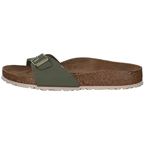 Birkenstock Schuhe Madrid Birko-Flor Lack Schmal Khaki (1013078) 41 Gruen