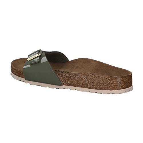 Birkenstock Schuhe Madrid Birko-Flor Lack Schmal Khaki (1013078) 41 Gruen