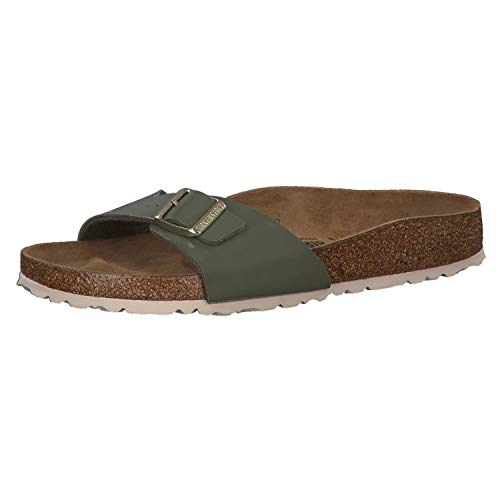 Birkenstock Schuhe Madrid Birko-Flor Lack Schmal Khaki (1013078) 41 Gruen