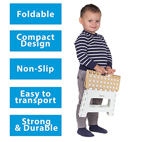 bisoo - Taburete Plegable - Escalón Infantil para Adaptador y Reductor WC - Banqueta para el Vater o Inodoro del Baño - Seguro y Cómodo para niñas y niños - Portátil - Cuco (22 cm, Miel)