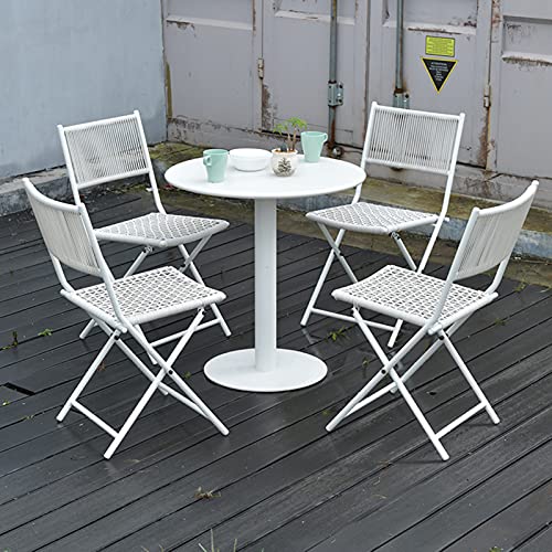 Bistro Set mesa y sillas de patio, Juego de bistró de muebles de jardín de ratán PE Juego de café al aire libre del patio, 2 sillas plegables de tejido de mimbre y 1 mesa, Fácil de plegar