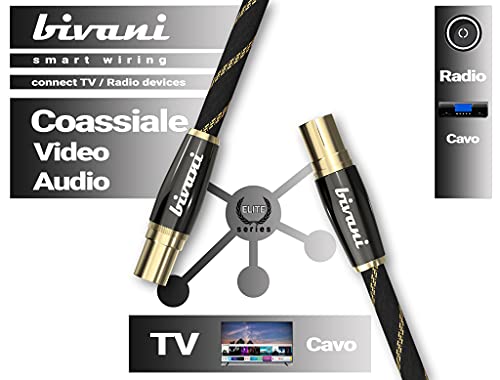 bivani Cable de antena 1 m Premium – Coaxial M/F, cable coaxial, cable de televisión, radio, DVB-T, DVB-T2, DVB-C, DVB-S, DVB-S2, DAB – FullHD, UltraHD, UHD, HDTV, TV – Serie Elite – 1 m